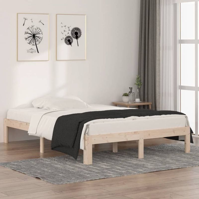 vidaXL Massivholzbett 135x190 cm