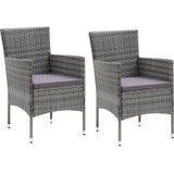 vidaXL 3-tlg. Garten-Essgruppe mit Kissen Poly Rattan Grau
