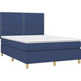 vidaXL Boxspringbett mit Matratze Blau 140x190 cm Stoff