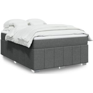 vidaXL Boxspringbett mit Matratze Dunkelgrau 140x200 cm Stoff