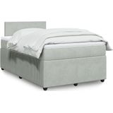 vidaXL Boxspringbett mit Matratze Hellgrau 120x200 cm Samt