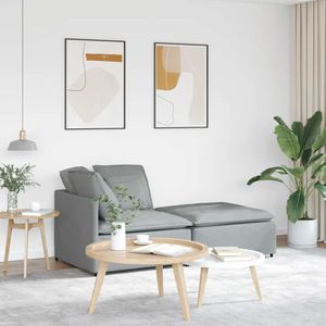 vidaXL Modulares Sofa mit Fußhocker Kissen Stoff Hellgrau