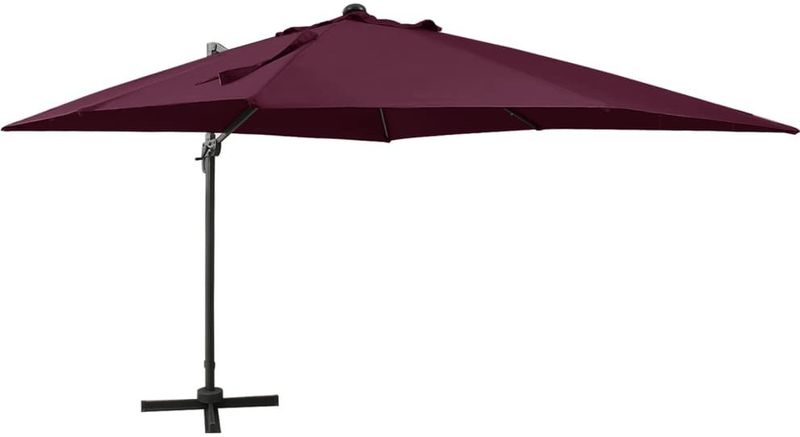 vidaXL Ampelschirm mit LED-Beleuchtung 300 cm Bordeauxrot