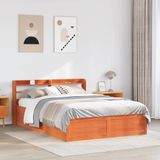 vidaXL Massivholzbett mit Kopfteil Wachsbraun 120x200 cm Kiefer