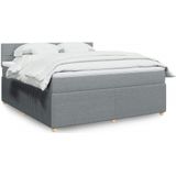 vidaXL Boxspringbett mit Matratze Hellgrau 180x200 cm Stoff