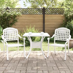 vidaXL 3-teiliges Garten Bistro Set Weiß aus Gusseisen
