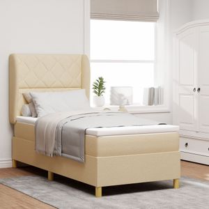 vidaXL Boxspringbett mit Matratze Creme 100x200 cm Stoff