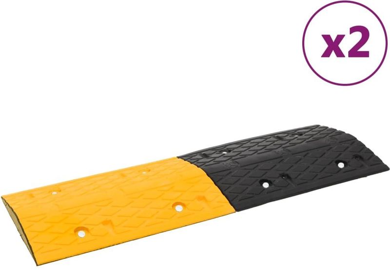 vidaXL Bodenschwellen 2 Stk. Gelb & Schwarz 97x32,5x4 cm Gummi