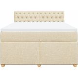 vidaXL Boxspringbett mit Matratze Creme 140x200 cm Stoff