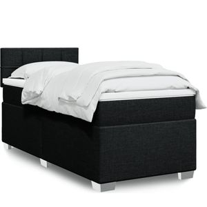 vidaXL Boxspringbett mit Matratze Schwarz 80x200 cm Stoff
