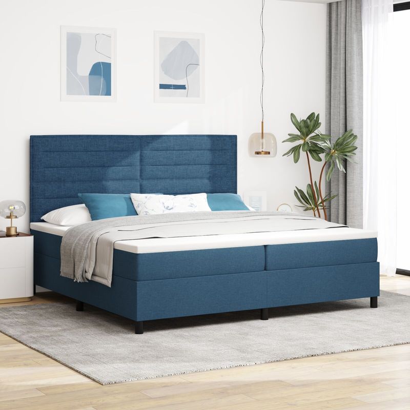 vidaXL Boxspringbett mit Matratze Blau 200x200 cm Stoff