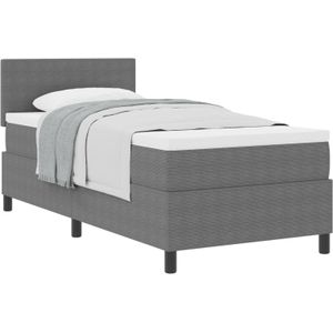 vidaXL Boxspringbett mit Matratze Hellgrau 100x200 cm Cordstoff