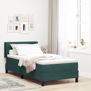 vidaXL Boxspringbett mit Matratze Dunkelgrün 90x190 cm Samt