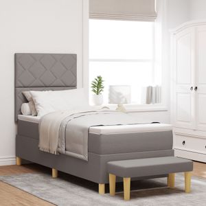 vidaXL Boxspringbett mit Matratze & Bank Taupe 80x200 cm Stoff