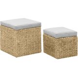 vidaXL Ottoman-Set 2 Stk. Seegras Grau