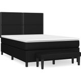vidaXL Boxspringbett mit Matratze Schwarz 140x190 cm Stoff