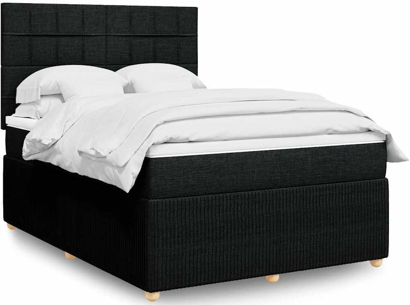 vidaXL Boxspringbett mit Matratze Schwarz 160x200 cm Stoff