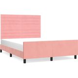 vidaXL Bettgestell mit Kopfteil Rosa 140x200 cm Samt