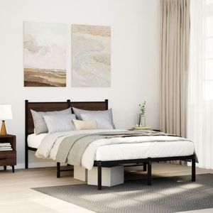 vidaXL Metallbett ohne Matratze Braun Eichen-Optik 120x190 cm