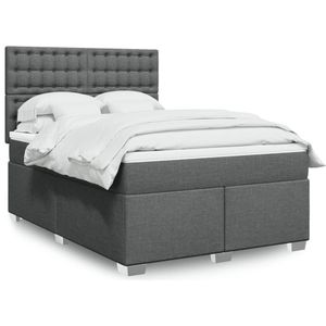 vidaXL Boxspringbett mit Matratze Dunkelgrau 140x190 cm Stoff