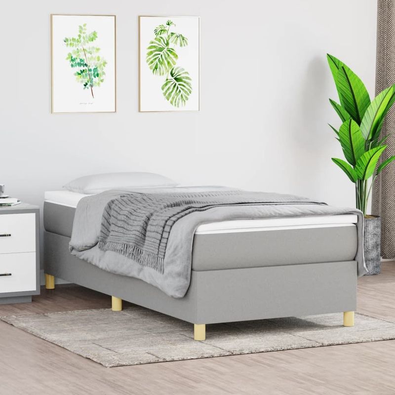 vidaXL Bettgestell ohne Matratze Hellgrau 90x200 cm Stoff