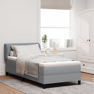 vidaXL Boxspringbett mit Matratze Hellgrau 100x200 cm Stoff