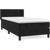 vidaXL Boxspringbett mit Matratze Schwarz 90x200 cm Samt