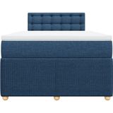vidaXL Boxspringbett mit Matratze Blau 120x200 cm Stoff
