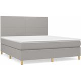 vidaXL Boxspringbett mit Matratze Hellgrau 180x200 cm Stoff