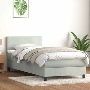 vidaXL Boxspringbett mit Matratze Hellgrau 80x210 cm Samt