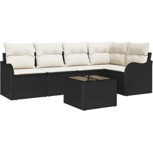 vidaXL 5-teiliges Garten Sofa Set mit Kissen in Braun Poly Rattan,  2-Sitzer Garten Sofa mit Stauraum und Kissen in Schwarz Poly Rattan