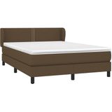 vidaXL Boxspringbett mit Matratze Dunkelbraun 140x190 cm Stoff