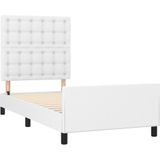 vidaXL Bettgestell mit Kopfteil Weiß 100x200 cm Kunstleder