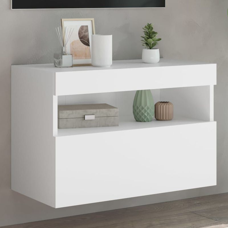 vidaXL TV-Wandschrank mit LED-Leuchten Weiß 60x30x40 cm