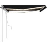 vidaXL Markise Manuell Einziehbar mit LED 4,5x3 m Anthrazit