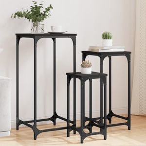 vidaXL Satztische 3 Stk. Schwarz Holzwerkstoff