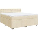 vidaXL Boxspringbett mit Matratze Creme 180x200 cm Stoff