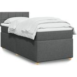 vidaXL Boxspringbett mit Matratze Dunkelgrau 100x200 cm Stoff