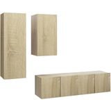 vidaXL 4-tlg. TV-Schrank-Set Sonoma-Eiche Holzwerkstoff