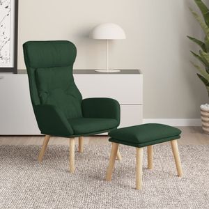 vidaXL Relaxsessel mit Hocker Dunkelgrün Stoff