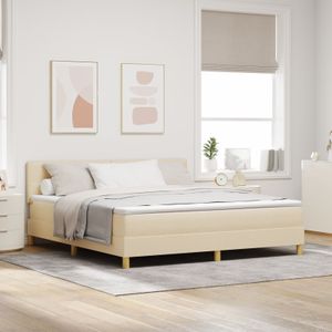 vidaXL Boxspringbett mit Matratze Creme 180x200 cm Stoff