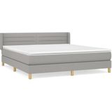 vidaXL Boxspringbett mit Matratze Hellgrau 180x200 cm Stoff
