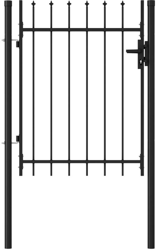 vidaXL Zauntor Einzelflügel mit Speerspitzen Stahl 1 x 1,2 m Schwarz