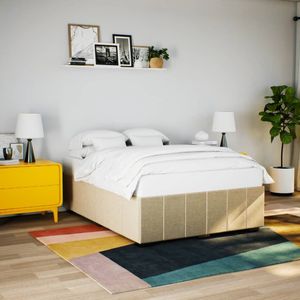vidaXL Bettgestell ohne Matratze Creme 160x200 cm Stoff