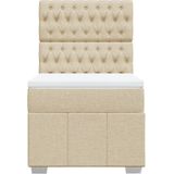 vidaXL Boxspringbett mit Matratze Creme 80x200 cm Stoff