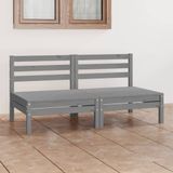 vidaXL 2-Sitzer-Gartensofa Grau Kiefer Massivholz