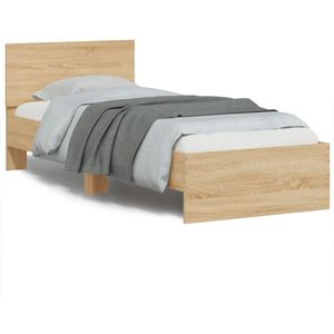 vidaXL Bettgestell mit Kopfteil und LED-Leuchten Sonoma-Eiche 90x190cm