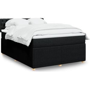 vidaXL Boxspringbett mit Matratze Schwarz 160x200 cm Stoff