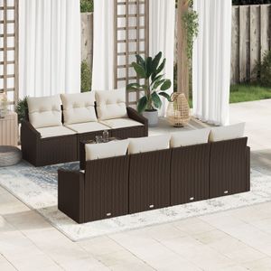 vidaXL 8-teiliges Garten-Sofa-Set mit Kissen Braun Poly-Rattan
