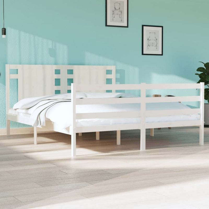 vidaXL Massivholzbett ohne Matratze Weiß 150x200 cm Kiefernholz